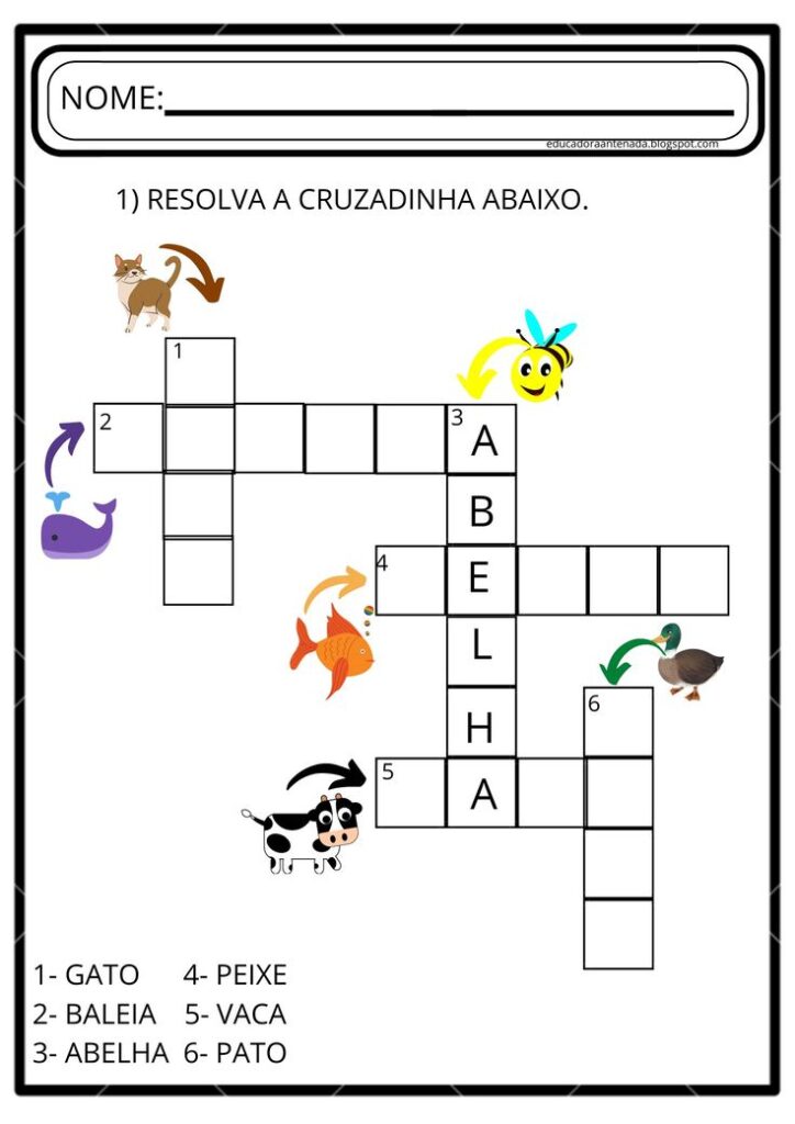 Atividade cruzadinha